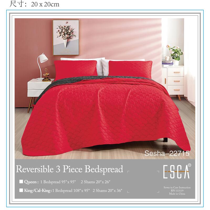 Shatex Serwa 3 piece Lightweight Bedspread set,Oversized Reversible Quilt set,Bedding Comforter Set
