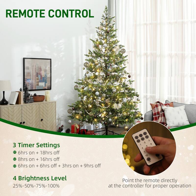 9 ft Pre Lit Cedar Artificial Christmas Tree with 4306 Tips and 310 LED Lights 11 Lighting Modes for Indoor Holiday Decoration