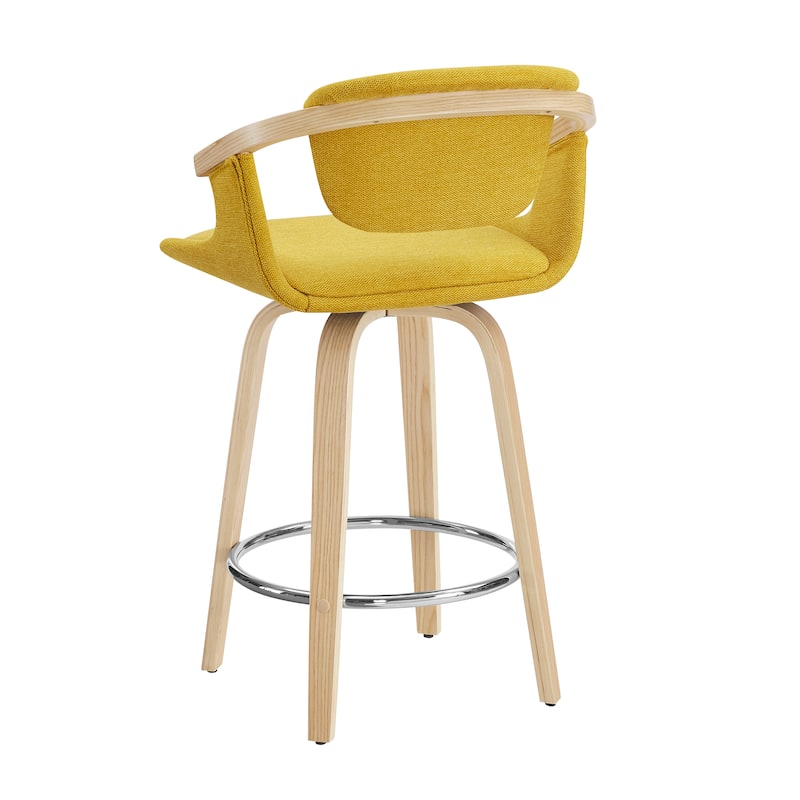 Art Leon Poplar Wood and Upholstered Swivel Barstool