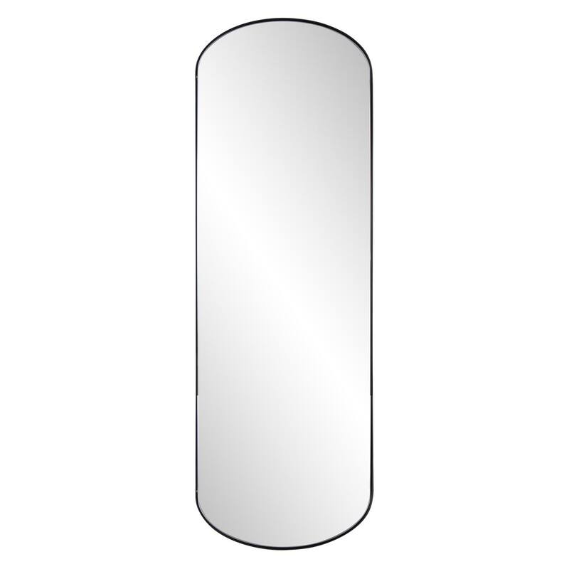 Allan Andrews Brushed Black Stainless Steel Framed Capsule Mirror - 42"H x 14"W
