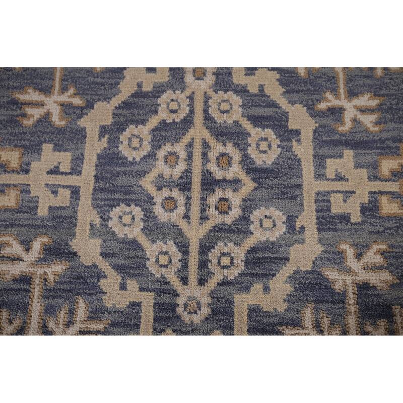 Blue Oushak Indian Area Rug Hand-Knotted Wool Carpet - 8'0"x 9'9"