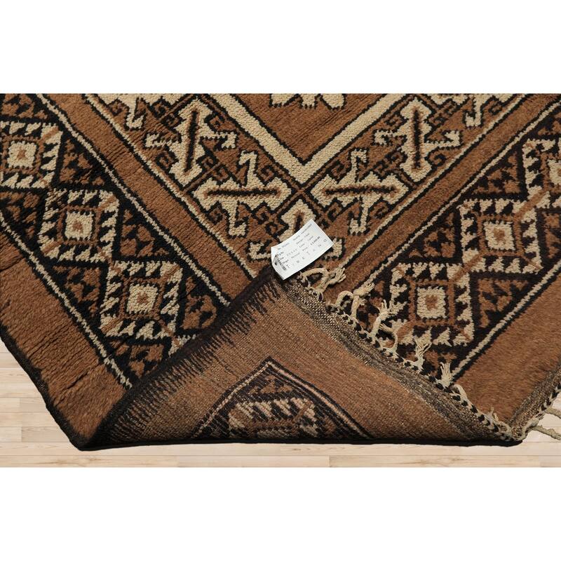 6'9''x9'6'' Hand Knotted Wool Mocha Traditional Vintage Area Rug - 6' 9'' x 9' 6''
