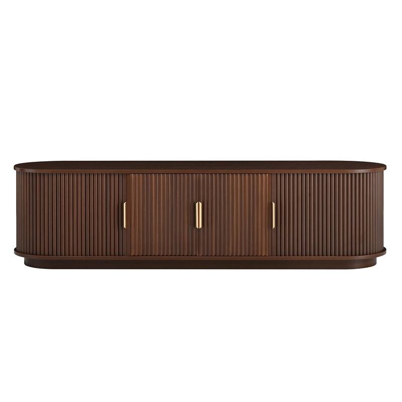 Farmhouse Wooden TV Stand up to 75" with Sliding Door and Adjustable Shelves for Modern Home Entertainment