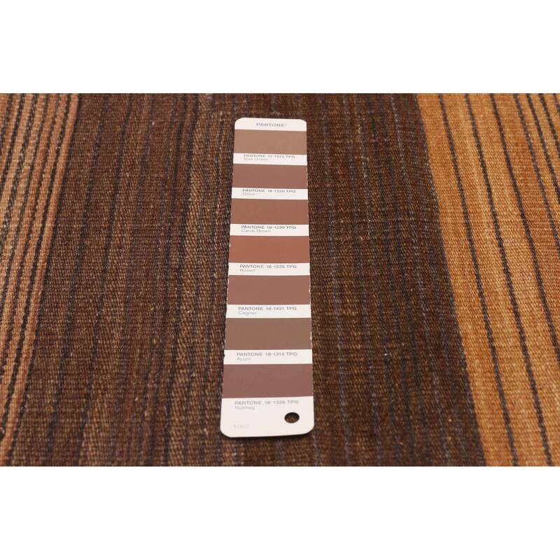 ECARPETGALLERY Flat-Weave Boho Brown Wool Kilim - 9'0 x 11'11