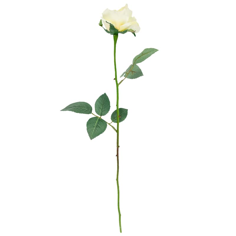 22" Long Stem Blooming Vanilla Rose Artificial Floral Silk Pick