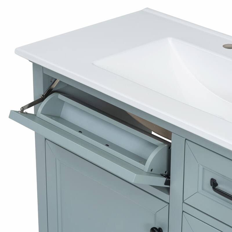 36" Bathroom Vanity with Sink, Tip-out Drawers & Soft-Close Door Hinges