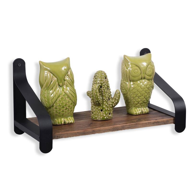 Rustic State Reclaimed Wood Shelf With Iron Bracket 16 Inch