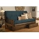 preview thumbnail 7 of 27, Somette Tucson Rustic Walnut Full-size Futon Set with Storage Drawers Suede Blue
