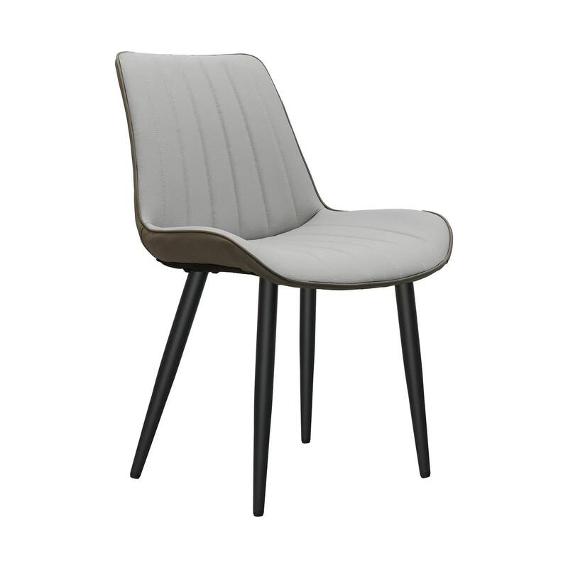 PU Leather Dining Chair with Metal Legs, Wave Pattern Upholstered Armless Chair Set of 4 for Kitchen, Restaurant, Living