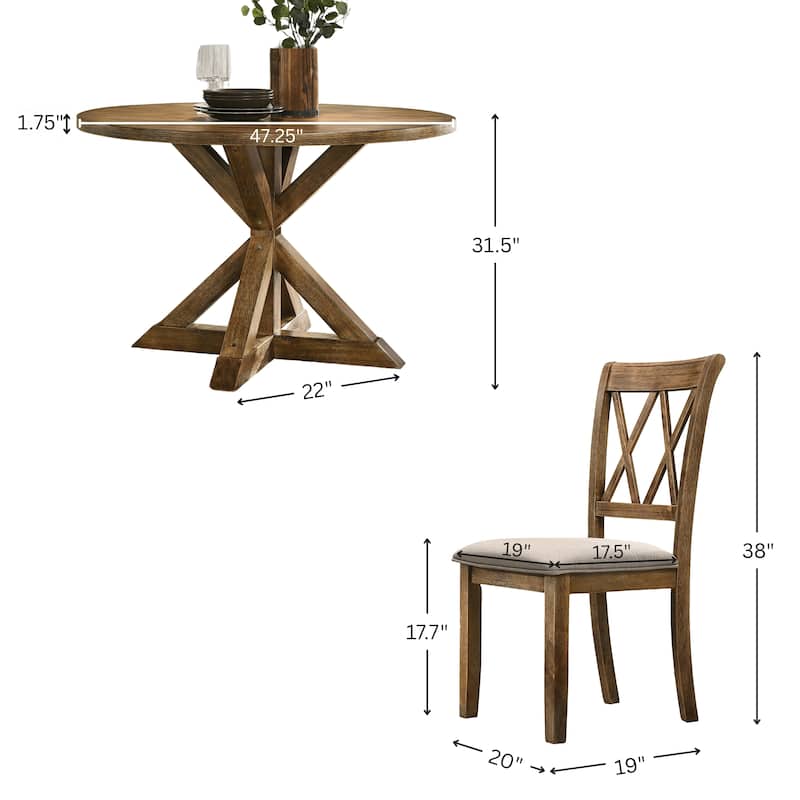 Roundhill Furniture Windvale 5-pc. Cross-back Wood Dining Set