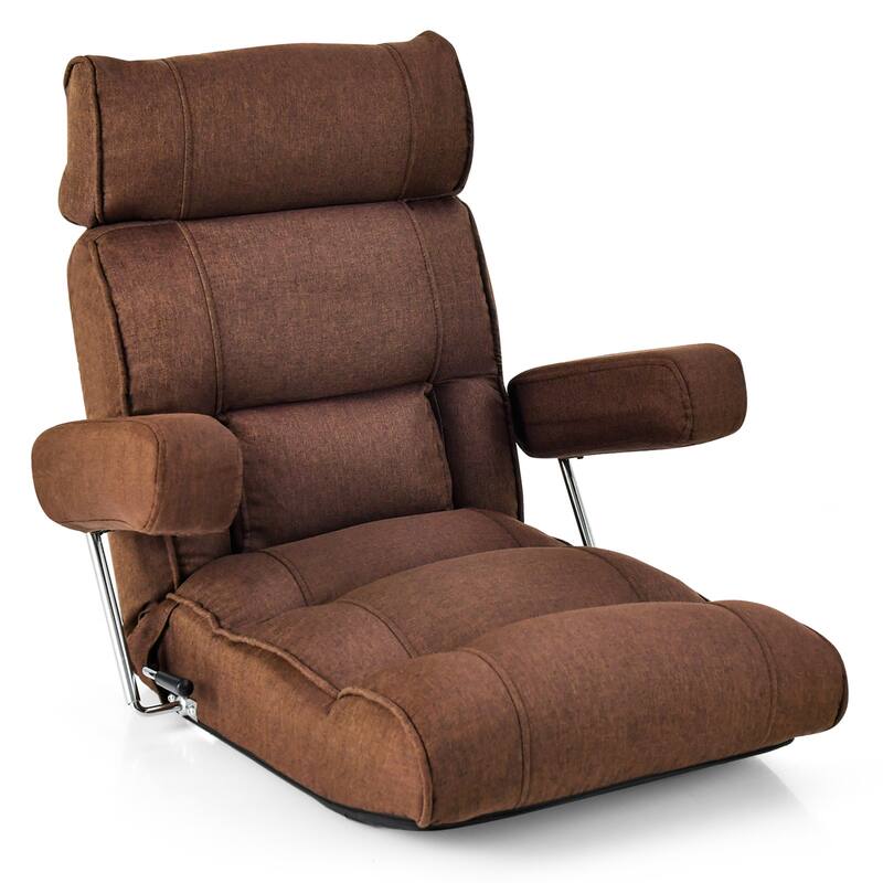 Costway Adjustable Lazy Sofa with Stepless Adjustable Back & - See Details - Brown