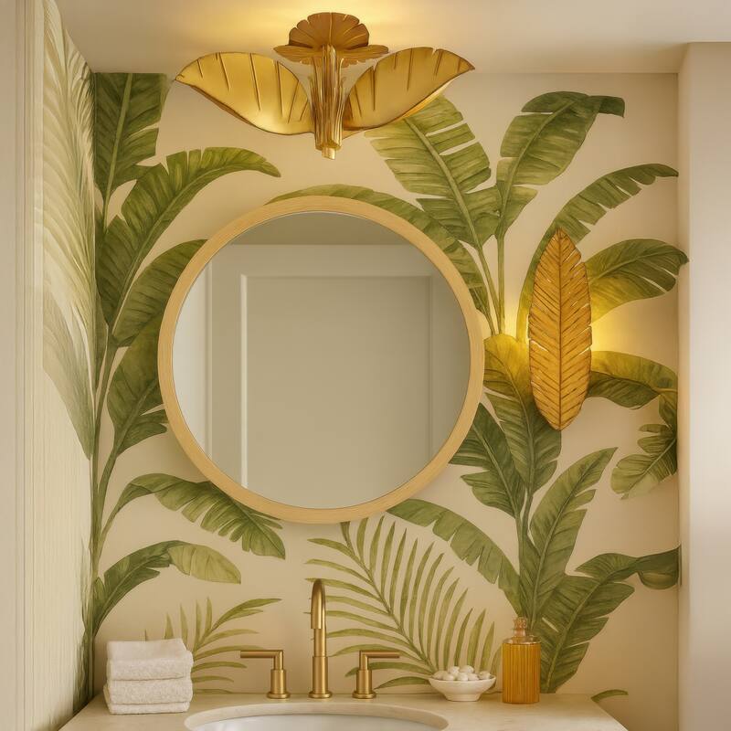 Varaluz Banana Leaf 3-Light Semi-Flush Wall Sconce