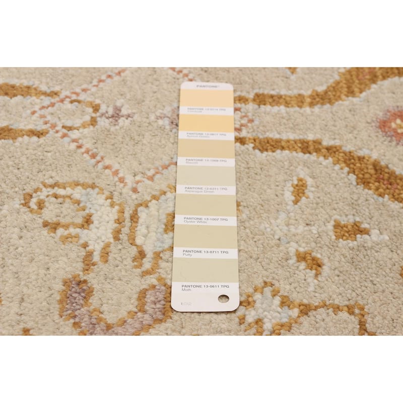 ECARPETGALLERY Hand-knotted Royal Oushak Khaki Wool Rug - 2'7 x 7'10