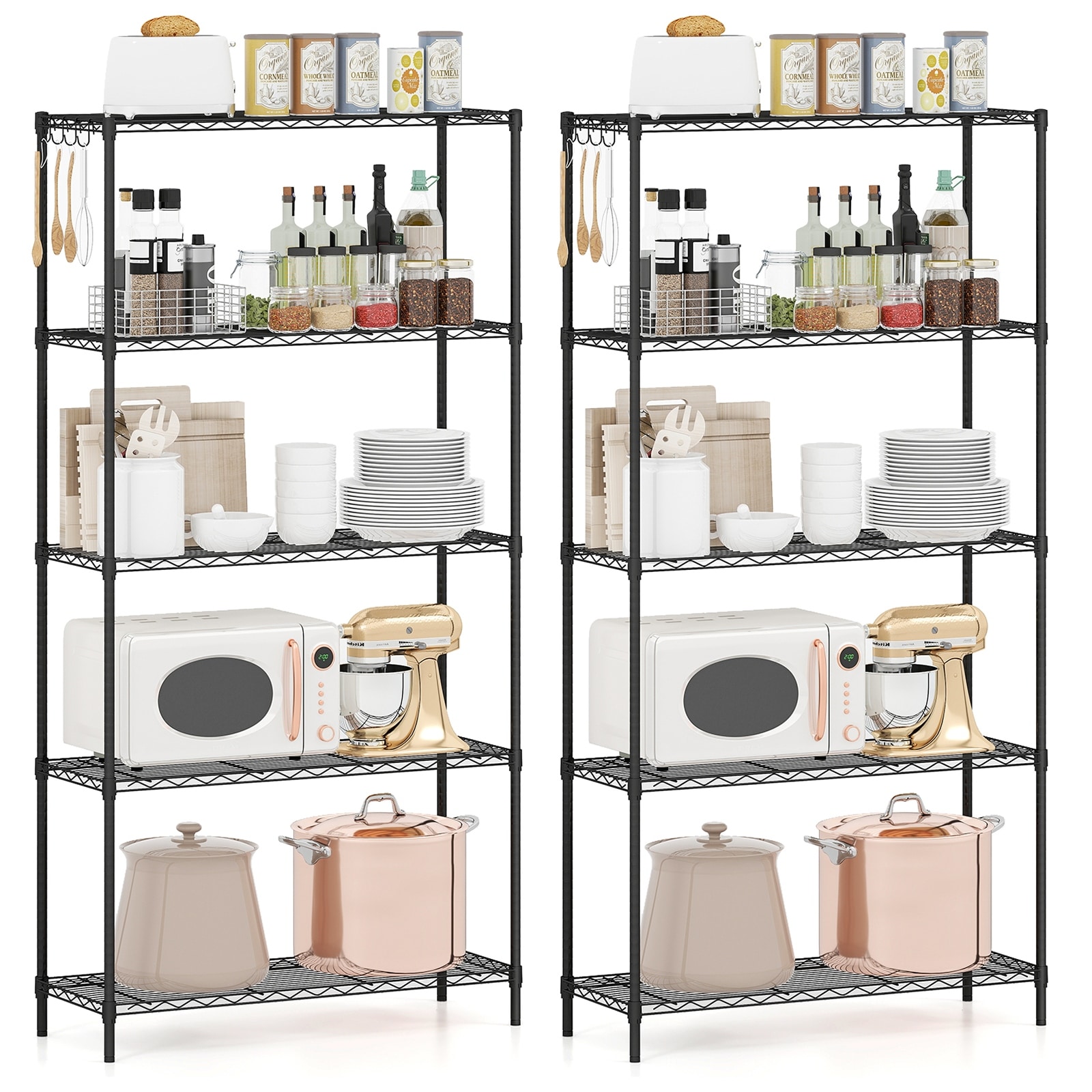 Gymax 2PCS 5-Tier Metal Storage Shelving Unit w/V-Shaped Wire Rack for