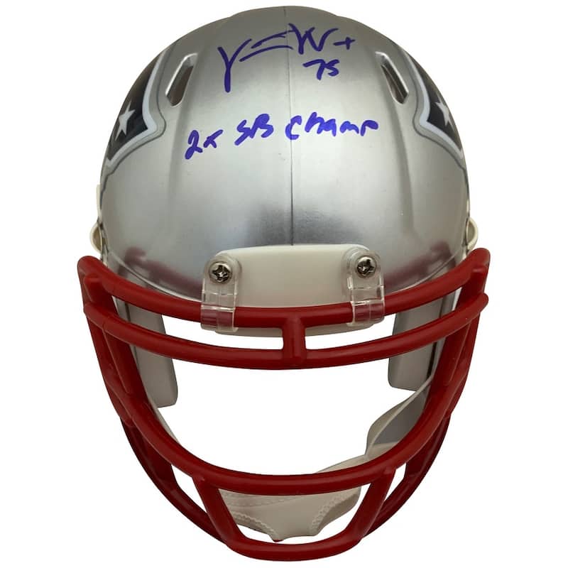 Vince Wilfork Autographed New England Patriots Signed Football Mini Helmet 2 x SUPER BOWL CHAMP JSA COA - 8'6" x 11'6"