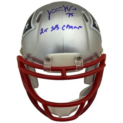 Vince Wilfork Autographed New England Patriots Signed Football Mini Helmet 2 x SUPER BOWL CHAMP JSA COA - 8'6" x 11'6"