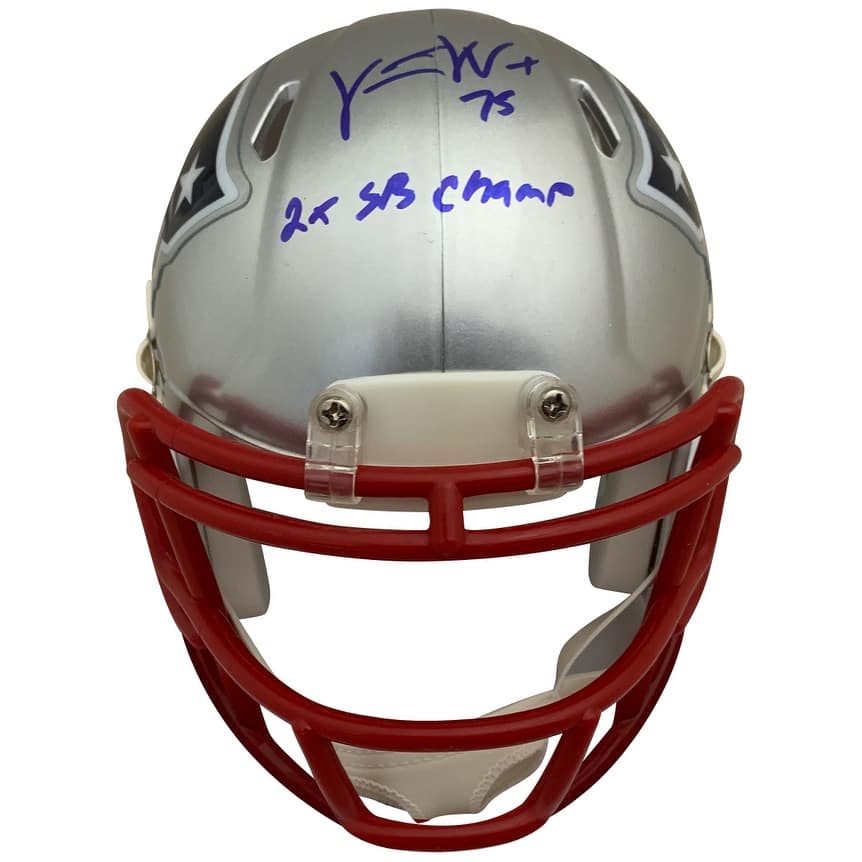 Vince Wilfork Autographed New England Patriots Signed Football Mini Helmet 2 x SUPER BOWL CHAMP JSA COA - 8'6" x 11'6"