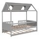 preview thumbnail 6 of 7, Gray Pine Wood Playhouse Bed with Trundle and Fence - Maximizing Space for Kids