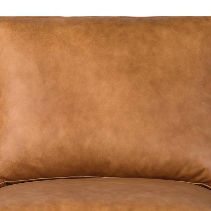 Poly and Bark Sorrento Leather Pull-Out Convertible Sleeper Sofa In Cognac Tan