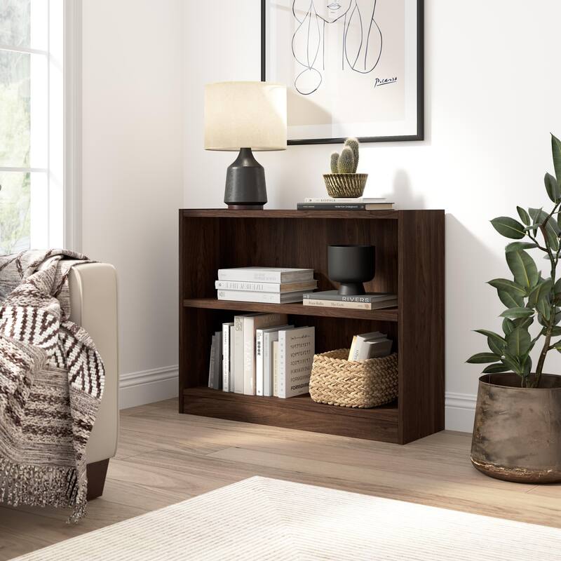 Universal Small 2 Shelf Bookcase Storage by Bush Furniture - Black Walnut