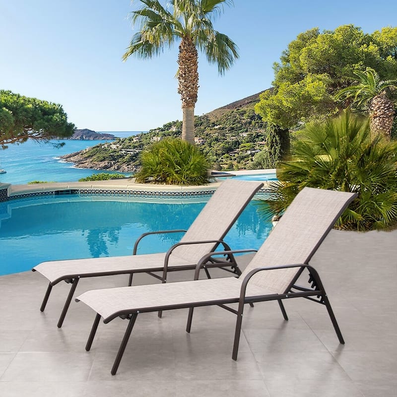 Pellebant 2/4PCS Outdoor Adjustable Patio Chaise Lounge Chairs