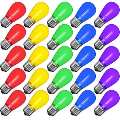 25 Pack LED S14 Outdoor Patio Edison Replacement Bulbs, Rainbow Multi, E26 Base - Rainbow Multi