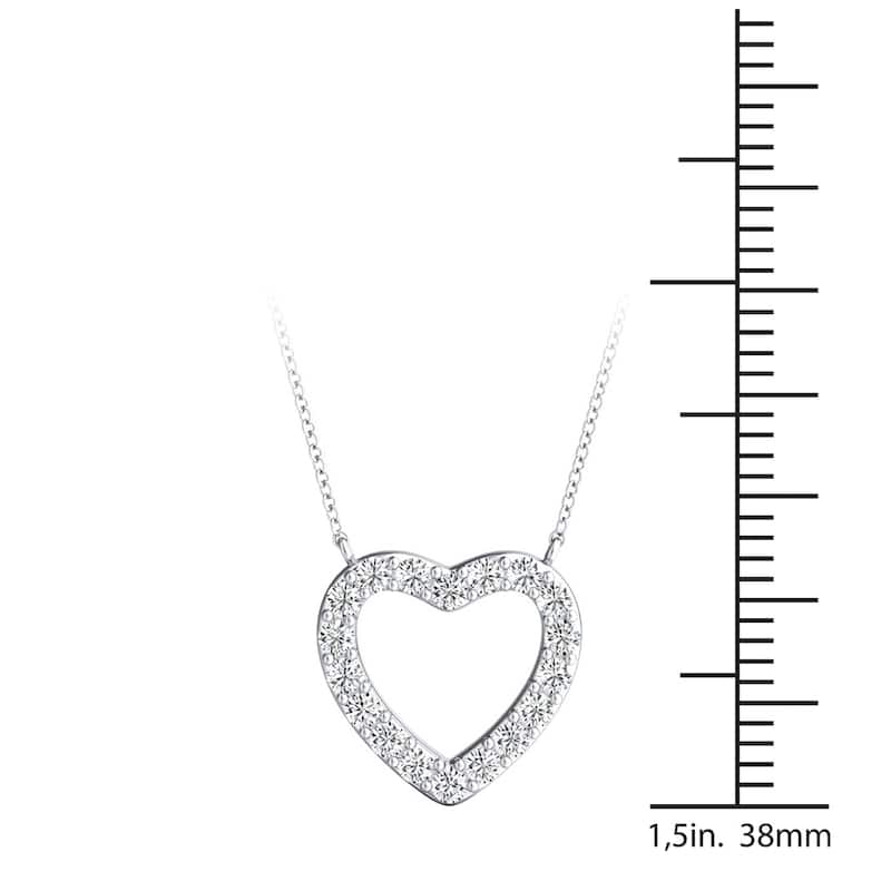 Auriya 14k Gold 1/4ctw Heart Shaped Diamond Necklace (H-I, I1-I2) - White H-I