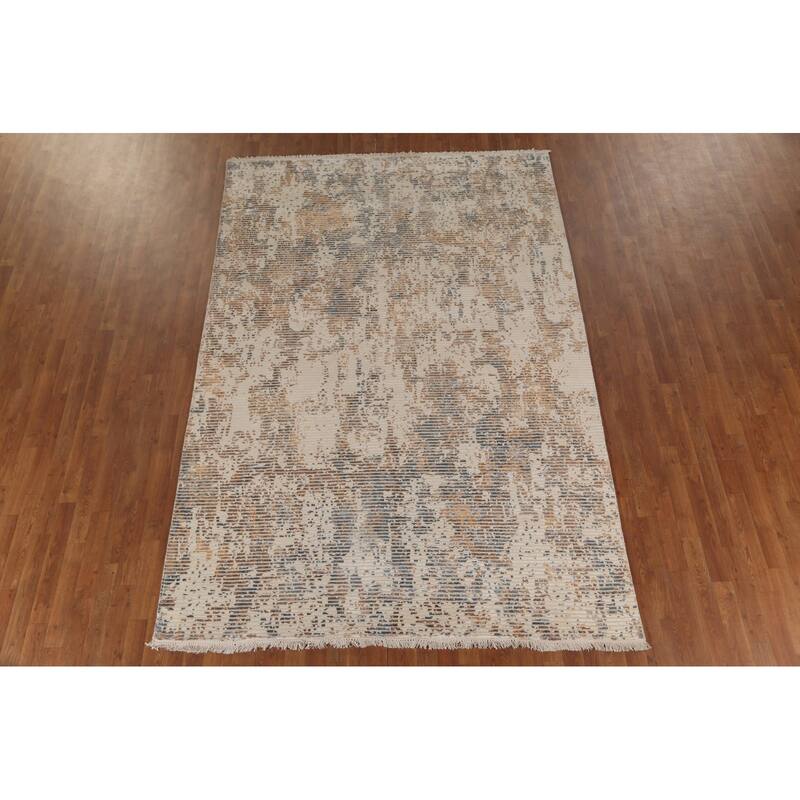 Modern Area Rug Hand-Knotted Abstract Wool Carpet - 6'7"x 9'8"