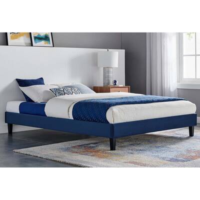 Norwalk Modern Blue Velvet Upholstered King Size Platform Bed Frame