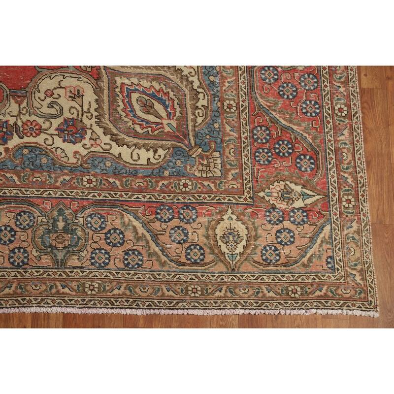 Traditional Tabriz Persian Vintage Rug Handmade Wool Carpet - 9'4" x 13'0"