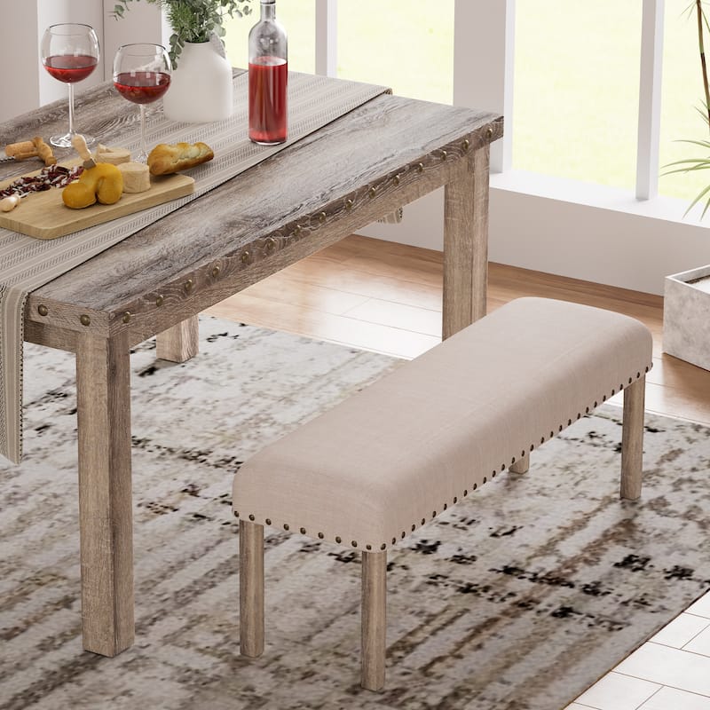 Morden Fort Rustic Farmhouse Rectangular Dining Set, Living Room Bench Set of 3