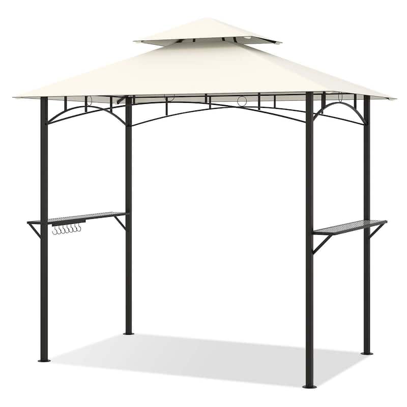 Costway 8' x 5' Grill Gazebo with 2 Shelves 7 Hooks Metal Frame Soft - See Details