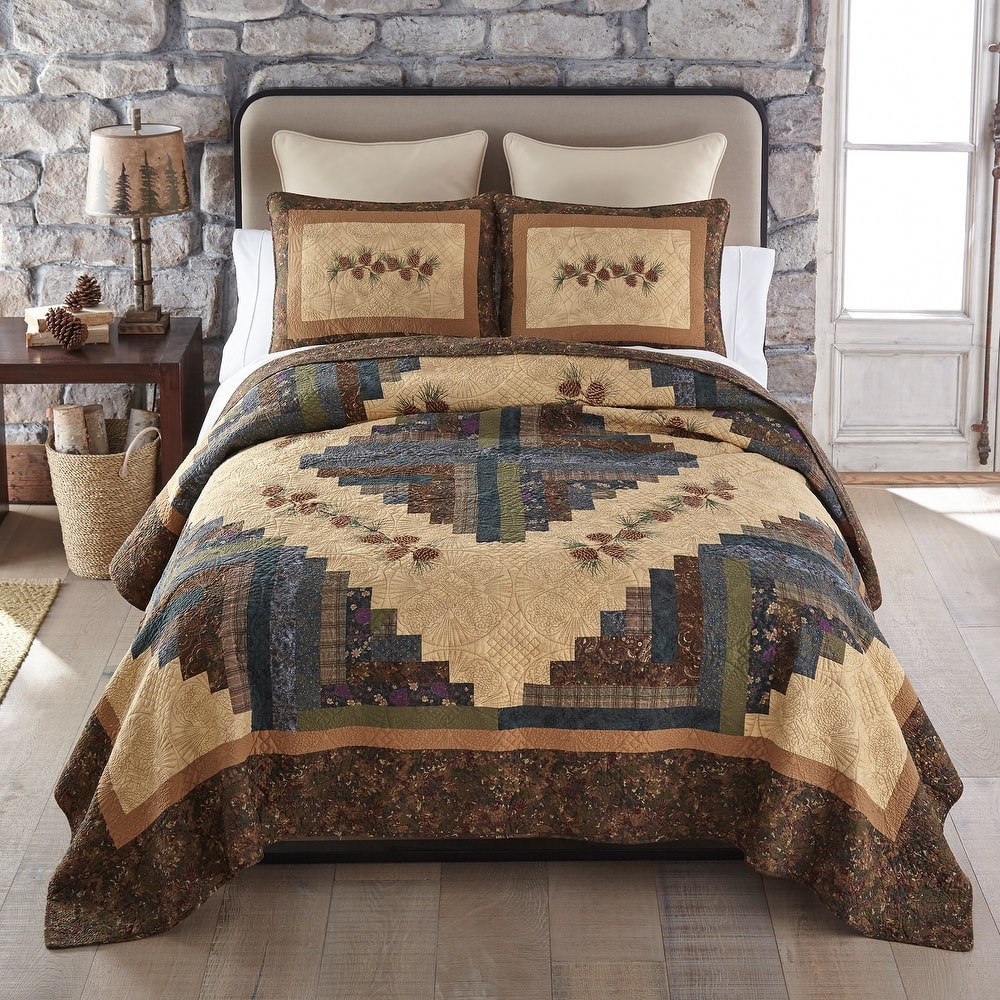 Donna Sharp Cabin Raising Pinecone Cotton Pieced Quilt Collection