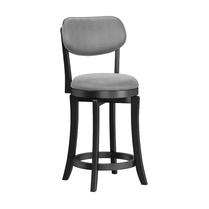 Hillsdale Sloan Wood Upholstered Swivel Counter Stool - 38.25H x 20W x 17.5D; Seat Height: 25.5H - Single - Black and Slate Gray - Counter height/Counter Height