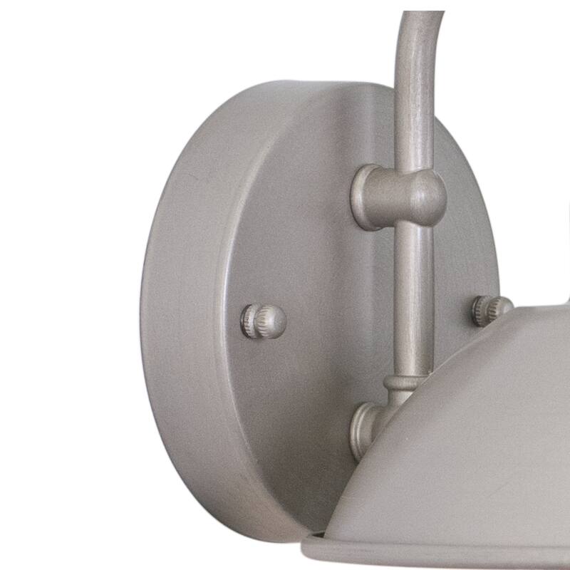 Harwich Brushed Nickel 1 Light Nickel Coastal Barn Dome Outdoor Wall Lantern - 8-in W x 8-in H x 9.25-in D