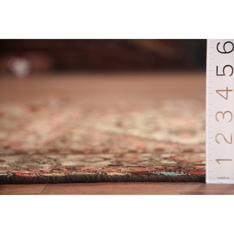 Hand Knotted Oriental 100% Wool Carpet Traditional Geometric Red Hamedan Runner Rug - 10' 3'' X 3' 6''