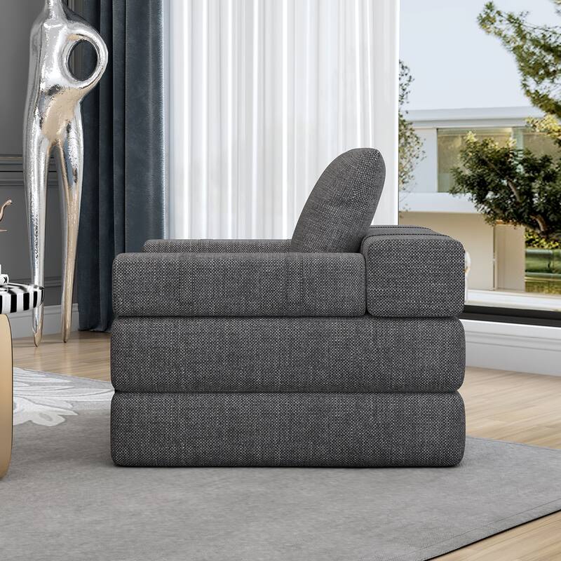 36.6" Linen Chaise Lounge Chair with Pillow