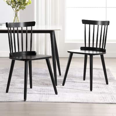Solid Wood Spindle Back Windsor Dining Chairs Set of 2 - 33.3"H x 17.72"W x 19.7"D