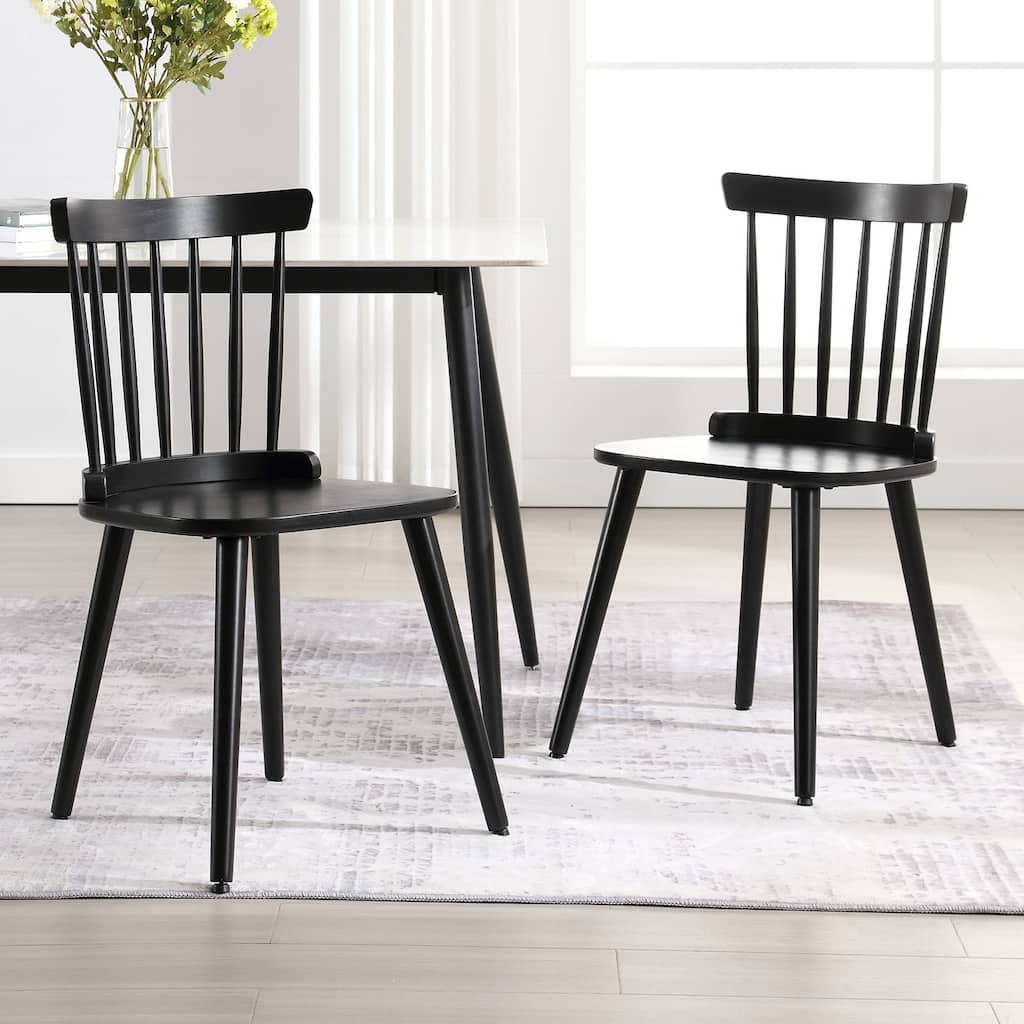 Solid Wood Spindle Back Windsor Dining Chairs Set of 2 - 33.3"H x 17.72"W x 19.7"D