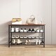 preview thumbnail 1 of 6, DN 4-Tier Metal Shoe Rack, Modern Multifunctional Shoe Storage Shelf with MDF Top Board, 1 pc per carton Brown
