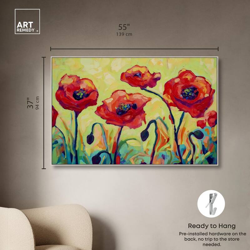 Red Poppy Field II Canvas by Art Remedy