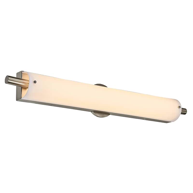 30 inch LED Vanity Light with white acrylic shade - Brushed Nickel