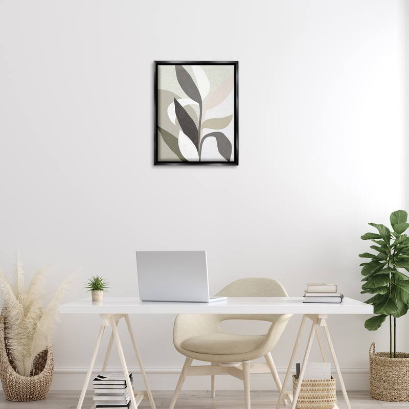 Stupell Soft Modern Organic Leaves Framed Floater Canvas Wall Art Design By June Erica Vess
