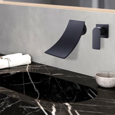 Solid Brass Wall Mounted Waterfall Bathroom Sink Faucet
