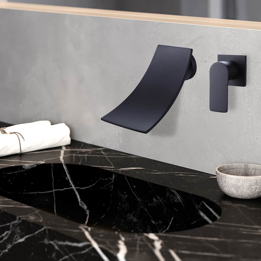 Solid Brass Wall Mounted Waterfall Bathroom Sink Faucet