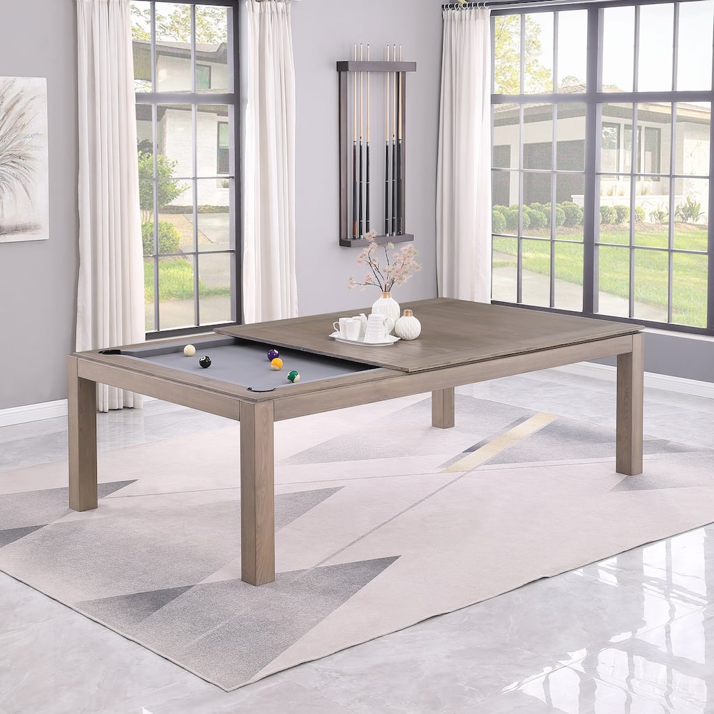 Olivia GreyWash Ash 7ft Billiard Slate Pool Table with dining top