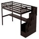 preview thumbnail 4 of 16, Twin Size Loft Bed with Storage Staircase & Study Desk, Vintage side Rail, Solid Wood Slats Support, Rustic style for Bedroom
