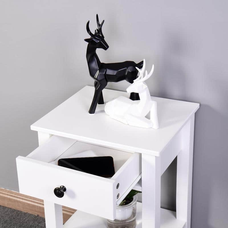 White Floor-standing Storage Table with a Drawer