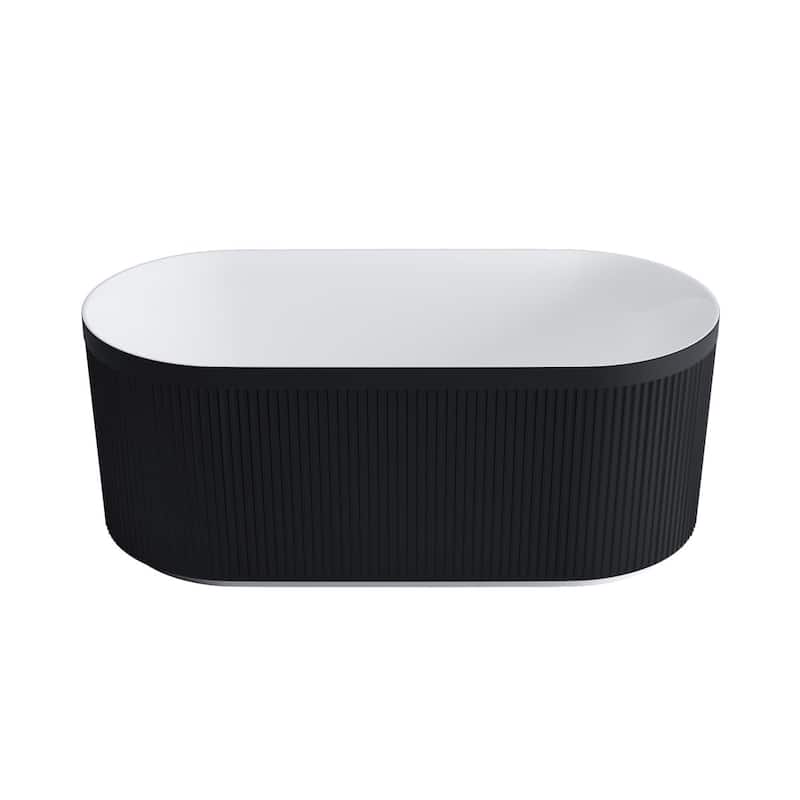 Repose 59" Fluted Acrylic Soaking Tub - Oval - 29D x 59W x 23H