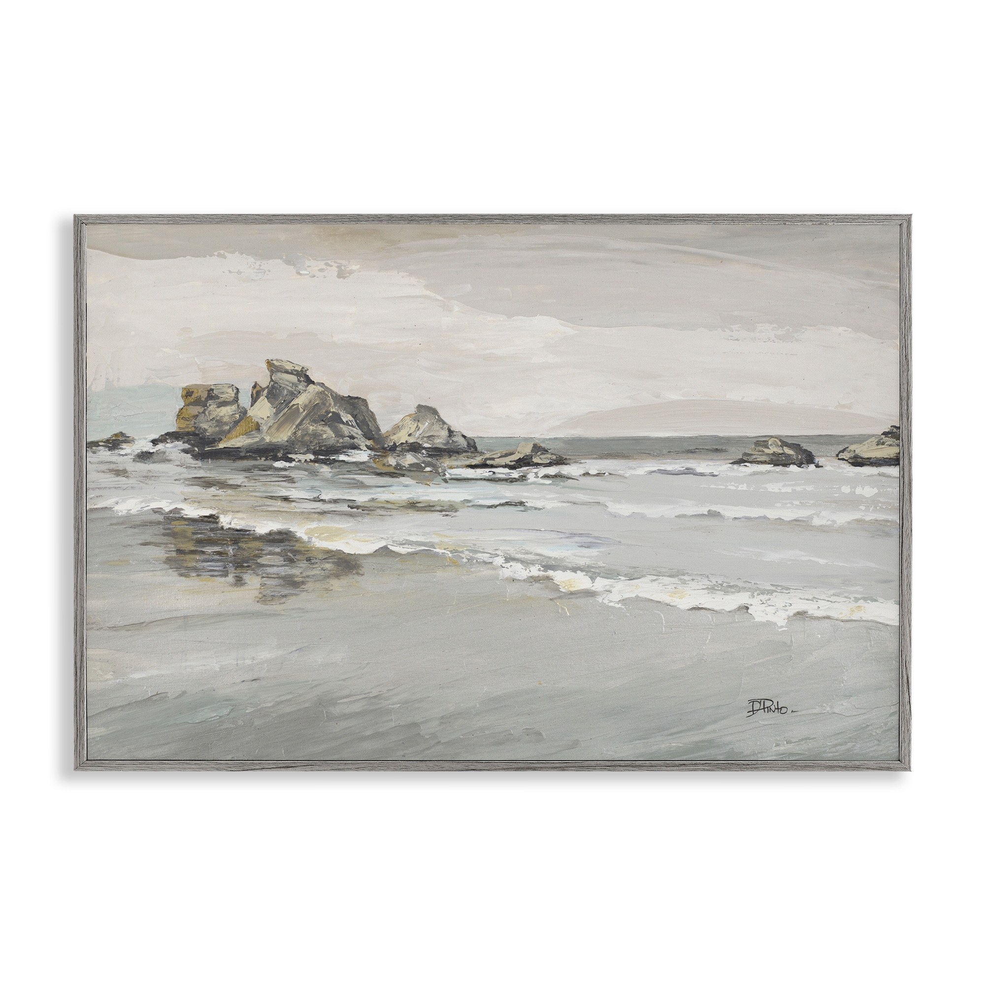 Stupell Coastal Rocks on Reflective Shore Framed Giclee Art Design By PATRICIA PINTO